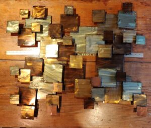 Abstract mid-century modern wall sculpture of metal after Curtis Jere