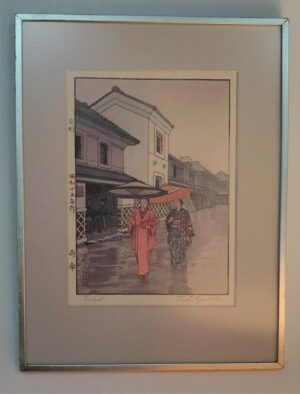 Original Japanese Woodblock Print Toshi Yoshida entitled Umbrella
