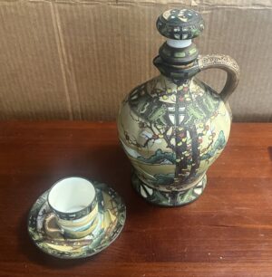 Nippon "Dark Woodland" Wine Jug and Cup Saucer