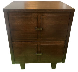MCM Showers Brothers Furniture, Nightstand Walnut, Brass, USA, 1940s