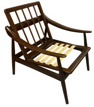 A Pair of MCM Walnut Spindle back lounge Chairs