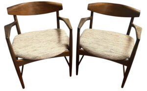 Selig Danish Kofod Larsen sculpted back armchair, a pair