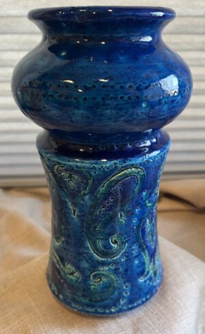 Mid Century Italian Rimini Blue Bitossi Pottery Vase