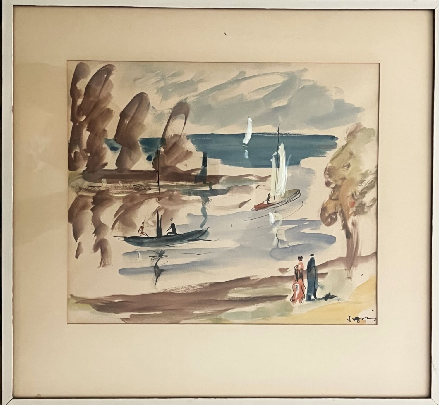 An original Mid-Century Modern work on paper by the celebrated École de Nice expressionist Sylvain Vigny