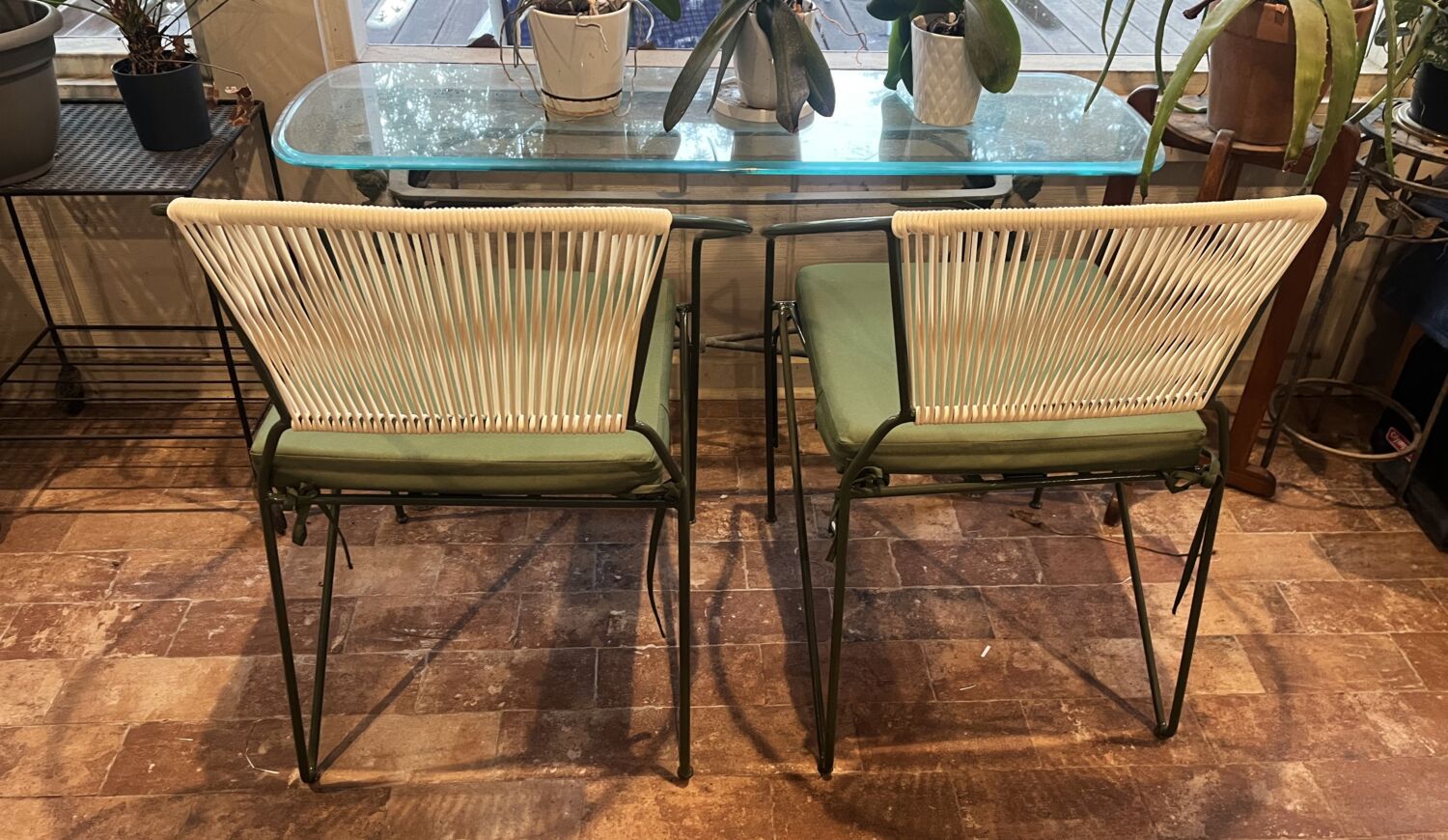 Mid-Century Modern Wrought Iron Patio Chairs (Set of 2) - Image 2