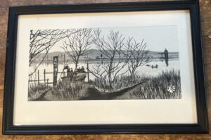 Mid-Century Japanese Woodblock Print by Gihachiro Okuyama