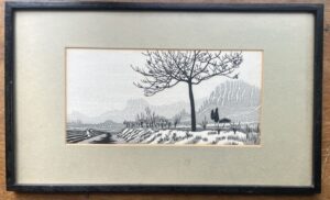 Vintage Japanese Woodblock Print: "Snow Country" (Yukiguni)