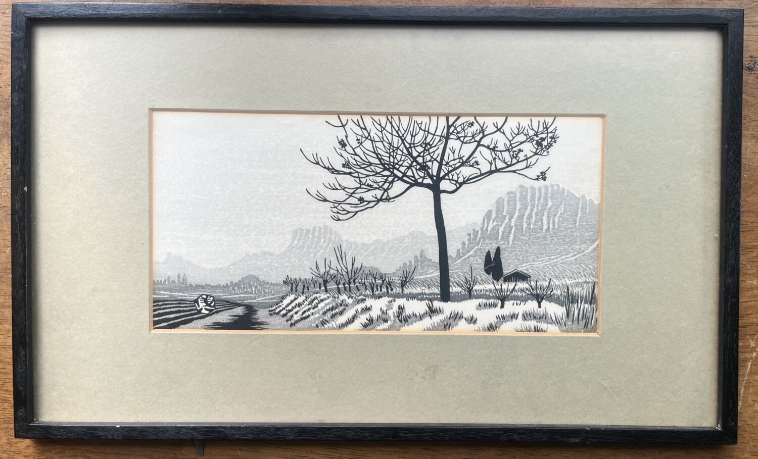 Vintage Japanese Woodblock Print: "Snow Country" (Yukiguni)